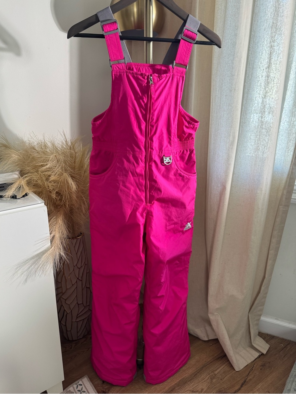ZeroXposur Bright Pink Kids Snow Bibs with Reflective Straps
